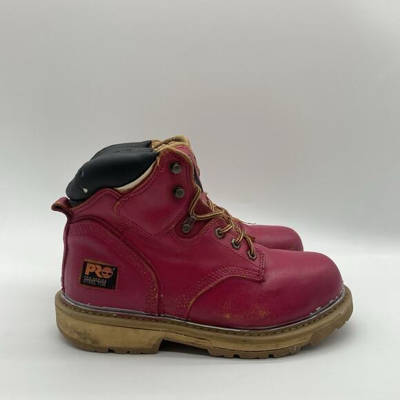 Timberland Pro Work Boots Steel Toe Waterproof Pink Soft Leather Shoe - Picture 1 of 7